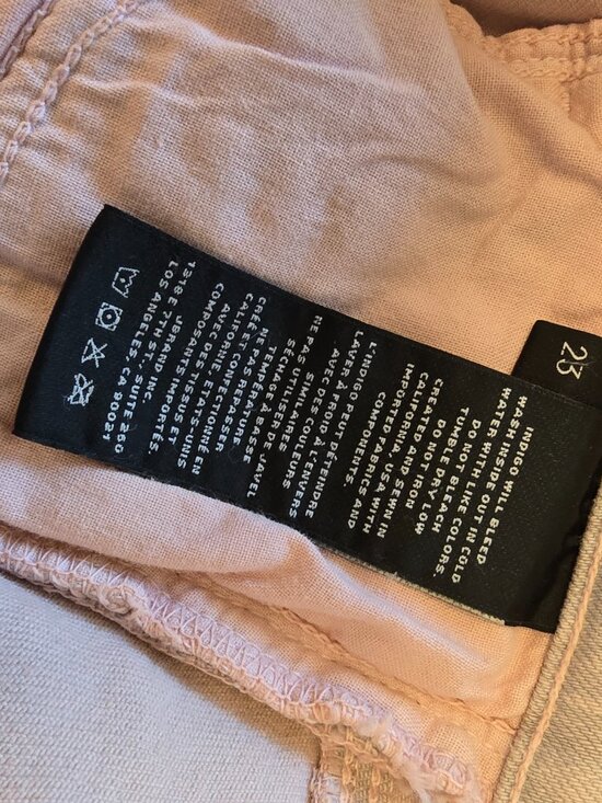 J Brand Blush Pink Jeans Size 23 Stretch Slim Straight Raw Hem USA Made - Picture 8 of 11